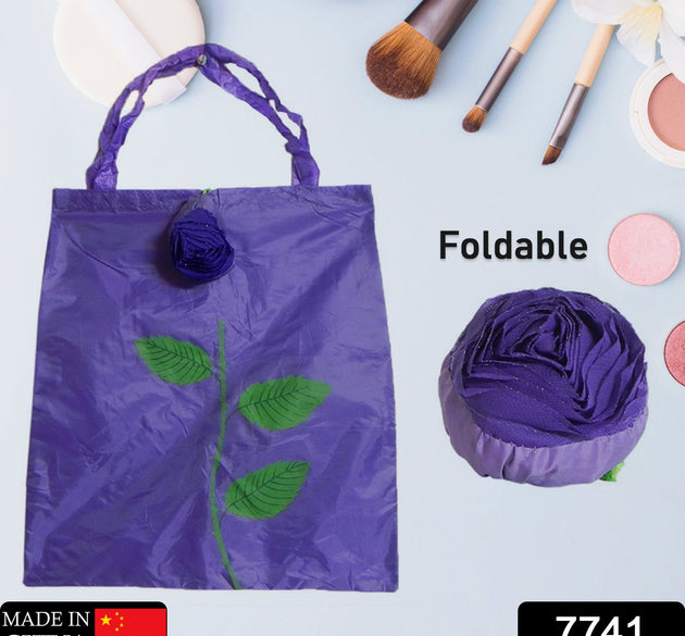 Rose design foldable nylon shopping bag