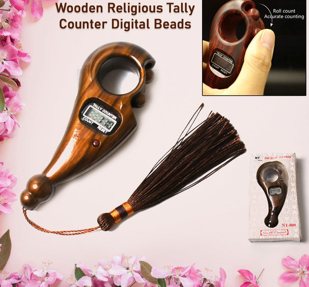 Digital Tasbih/Tasbeeh Digital Tally Counter, Wooden Religious Tally Counter Digital Beads (for Zikr/Naam Jaap)