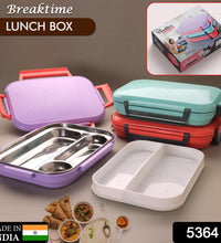 lunch box steel compartments for food organization.