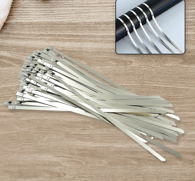 Stainless Steel Cable TIE Used for Solar, Industrial and Home Improvement Multipurpose HIGH Strength, Self-Locking Zip Ties, Multi-purpose Tie, Portable Rustproof 100Pcs Wide Application Zip Tie Set for Building (4.6x100MM /  100 pcs Set)