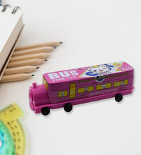 Magic bus pencil case with sharpener and compartments.