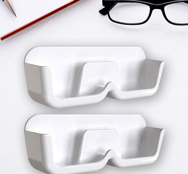 Wall Mount Sunglass Organizer Simple Space Saving Glasses Storage Box Eyewear Stand Holder for Showcase Bedroom Apartment With 2 pc Double Sided Adhesive Sticker (2 Pcs Set)