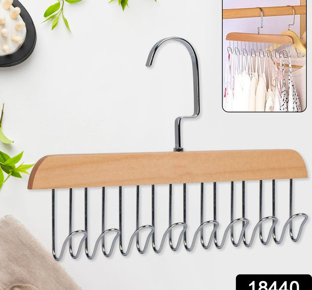 Space Saving 8 Hooks Wooden Hangers (1 Pc)