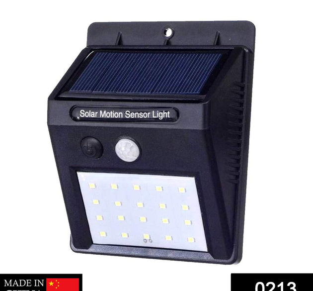 Black solar security LED light for outdoor use.