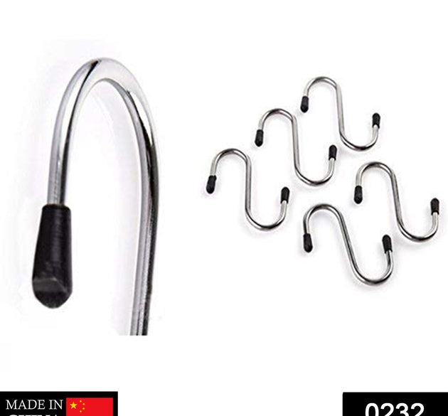 Heavy-duty S-shaped stainless steel hanging hook for durable use.