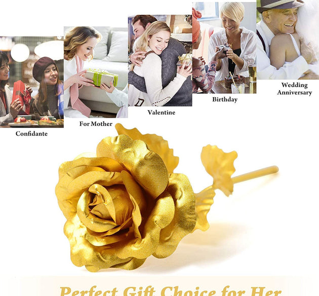 Luxury Decorative Gold Plated Artificial Golden Rose with Premium Box