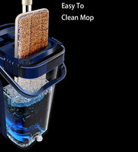 Hands-free scratch cleaning mop with self-cleaning function.