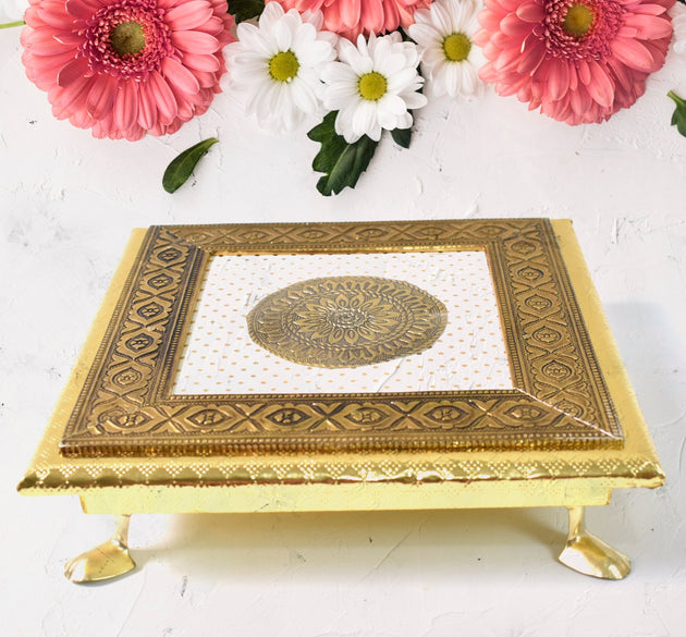 Traditional Gold-Plated Pooja Chowki