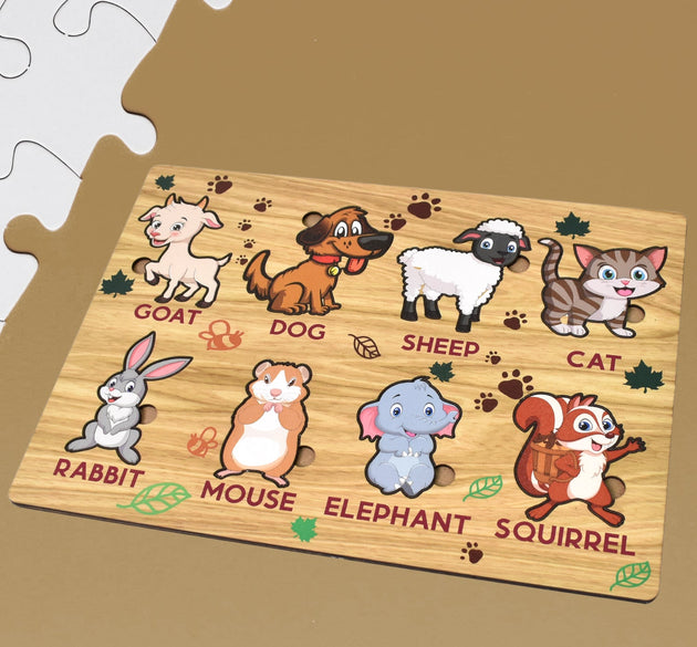 Wooden Animal Puzzle Learning Educational Board 