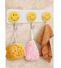 Smiley face wall hooks for hanging items, pack of 3.