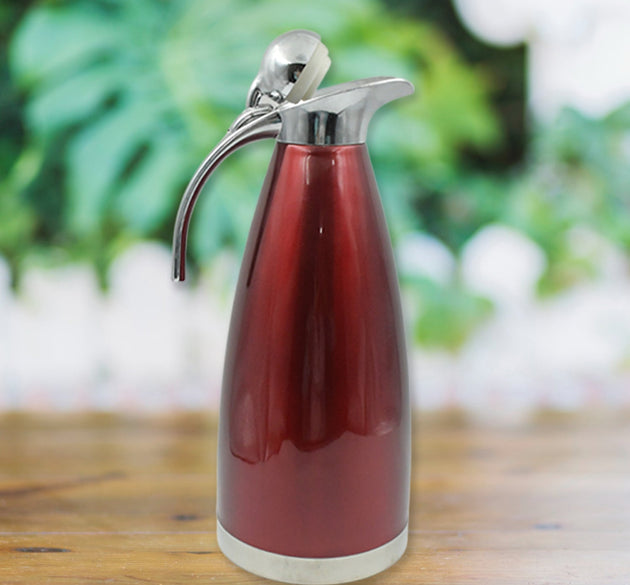 Stainless steel vacuum insulated kettle jug, 2L size, perfect for hot and cold beverages.