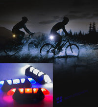 Bicycle front light with blue LED, waterproof and rechargeable.