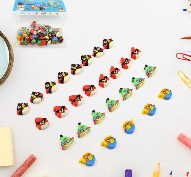 Fancy & Stylish Colorful Erasers, Mini Eraser Creative Cute Novelty Eraser for Children Different Designs Eraser Set for Return Gift, Birthday Party, School Prize (28 Pcs In 1 Packet)