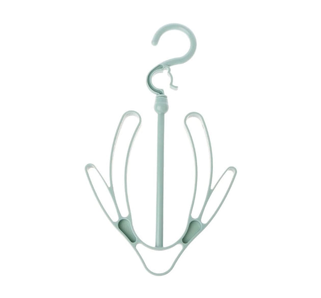 Rotatable and space-saving shoe hanger for drying shoes, designed for closet or balcony.