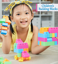 Play blocks set for children with 60 multicolored bricks