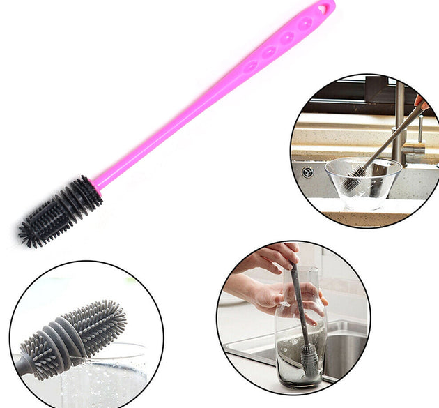 Long cleaning brush for narrow neck water bottles