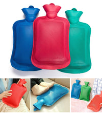 Compact rubber hot water heating bag for medium heat therapy applications.