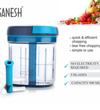 Ganesh Master Chopper, XL size with 5 stainless steel blades, shown from various perspectives.