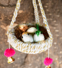 Artificial jute hanging birds nest decorative item