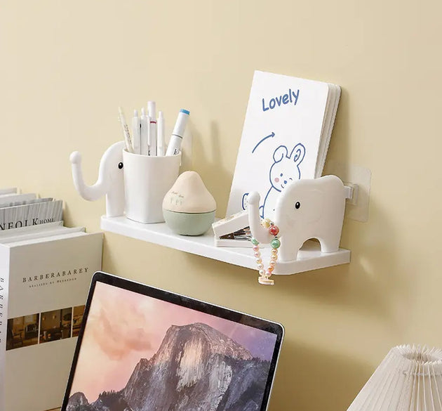 Elephant shaped storage shelf for kitchen or bathroom