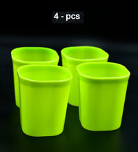 Durable plastic glasses, perfect for drinking water or juice.