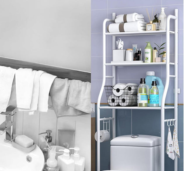 Multi-Layer The Toilet Storage Rack Metal | Bathroom Shelf Space Saving Organizer for Laundry Room Wash Basin Floor Stand