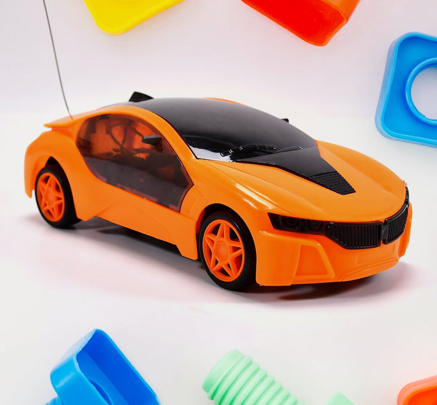 Modern racing car with remote control and 3D lights