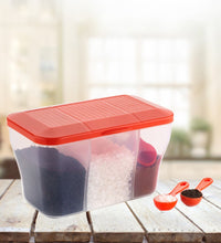 Plastic square container, 750ml capacity, for organizing and storing essentials.