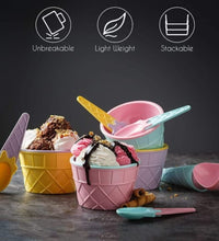 Ice cream bowl set with waffle design