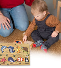 GEMEM Wooden Seawater Animal Puzzle Board