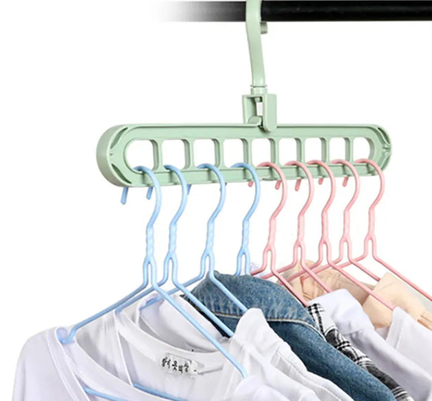 Plastic hanger hooks for wardrobe and clothes organization.