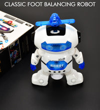 Robot toy with music and 3D light effects.