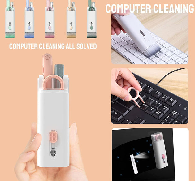 7 in 1 Electronic Cleaner kit, Cleaning Kit for Monitor Keyboard Airpods, Screen Dust Brush Including Soft Sweep, Swipe, Airpod Cleaner Pen, Key Puller and Spray Bottle   02