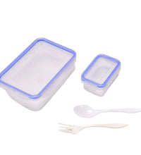 Air-tight lunch box with small square container, multiple views