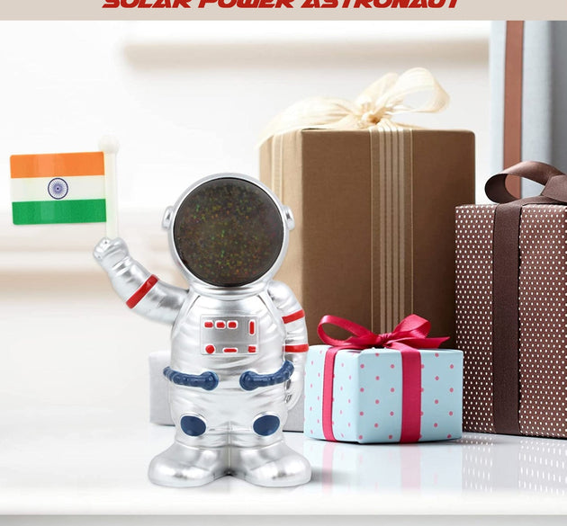 Solar Power Astronaut Ornament Moving Hand with Indian Flag 