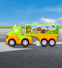 Green and yellow toy truck, small size