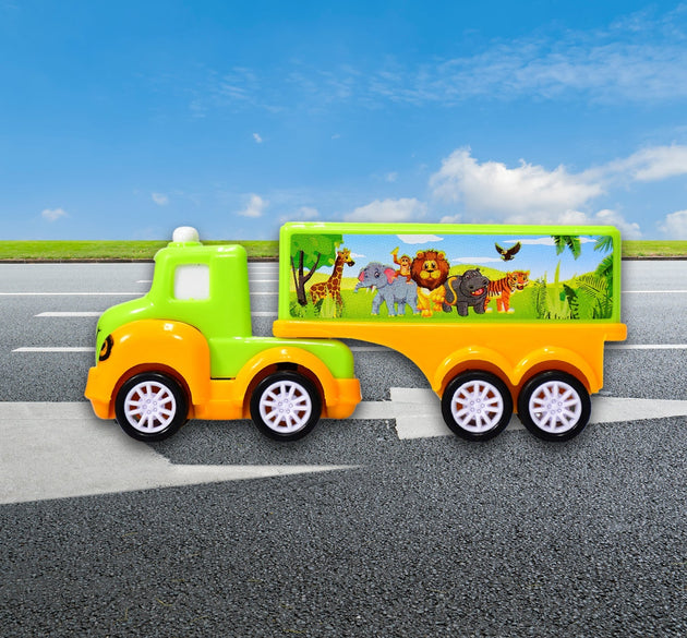 Green and yellow toy truck, small size