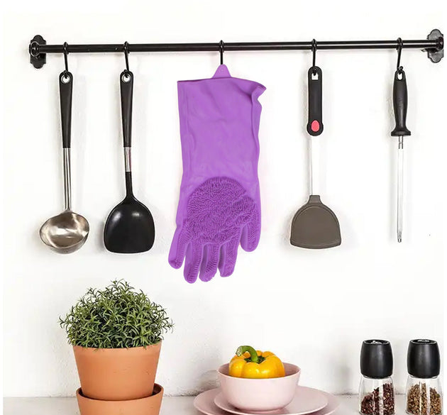 Left-handed silicone dishwashing glove, reusable