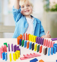 Wooden domino blocks with multicolor design