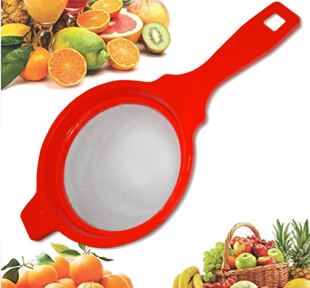 Plastic juice strainer, multipurpose for filtering liquids.