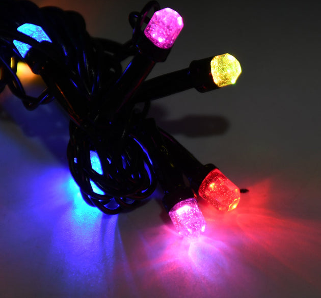 Multi-color LED string light for Diwali and Christmas decorations, with vibrant lights.