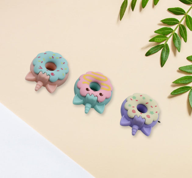 Colorful cartoon donut erasers for kids