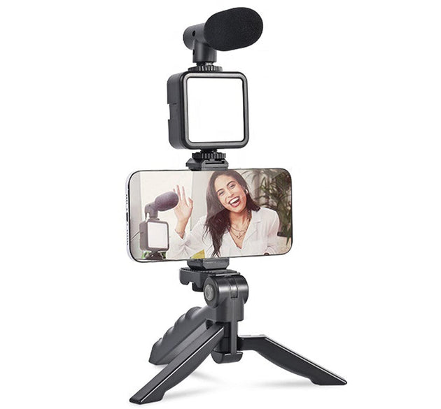 Vlogging kit with mini tripod and LED light