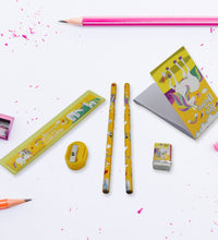 6-piece set of school supplies including pencils and ruler