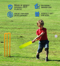 Colorful plastic cricket bat and ball set designed for boys and girls