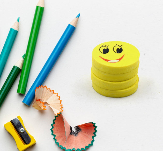 Cute Smile Emoji Erasers, Cute Smile Face Rubber Eraser Dentist Dental Clinic School Kid for School Going Kids/Birthday Party Return Gift Set (4pc Set)