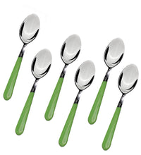 Stainless steel dining spoons set of 6 with comfortable grip handles.