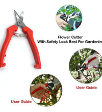 Stainless steel cutter for gardening, with non-slip handle and durable construction.