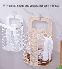 Wall-mounted laundry basket for clothes storage in bathroom