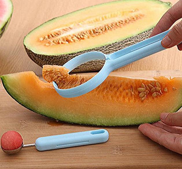 2 in 1 Kitchen Tool - Soft Fruit Peeler and Baller - Avocado, Papaya, Watermelon, Honey Dew - Kitchen Gadget Tool (1 Pc)